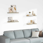 Plutajuće zidne police 4 kom boja hrasta 60 x 23,5 x 3,8 cm MDF