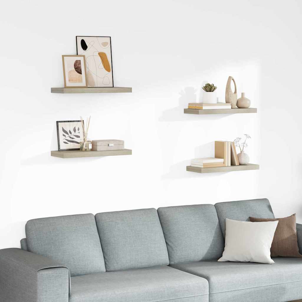 Plutajuće zidne police 4 kom boja hrasta 60 x 23,5 x 3,8 cm MDF
