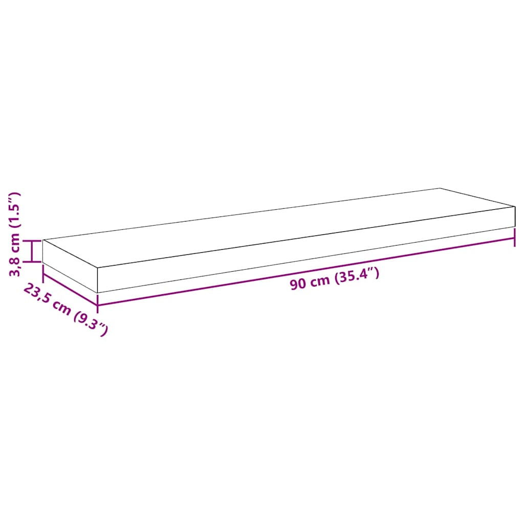 Plutajuće zidne police 4 kom boja hrasta 90 x 23,5 x 3,8 cm MDF