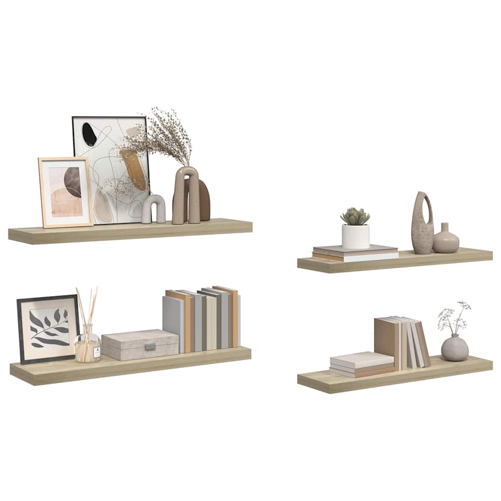 Plutajuće zidne police 4 kom boja hrasta 90 x 23,5 x 3,8 cm MDF