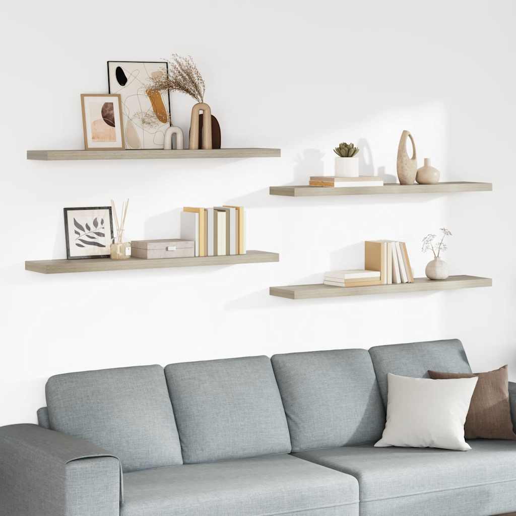 Plutajuće zidne police 4 kom boja hrasta 120x23,5x3,8 cm MDF
