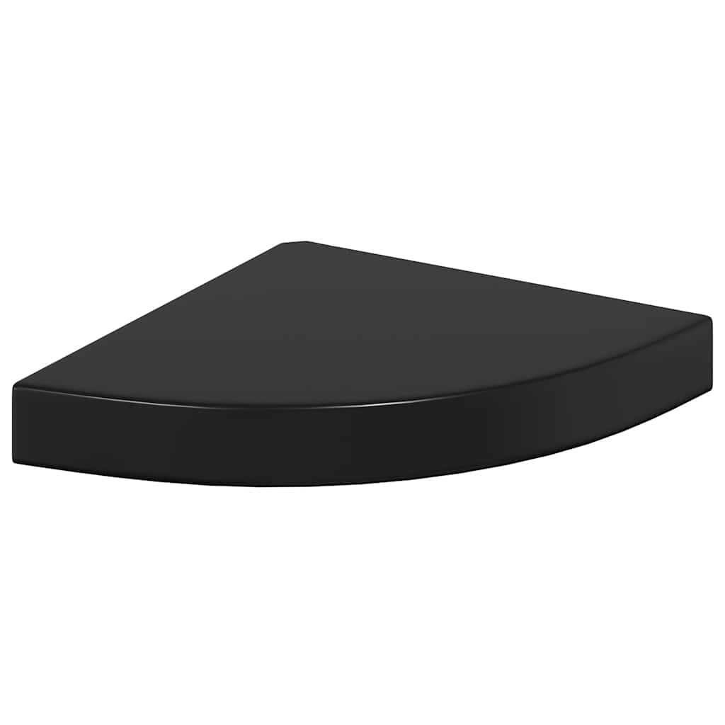 Plutajuća kutna polica visoki sjaj crna 25 x 25 x 3,8 cm MDF