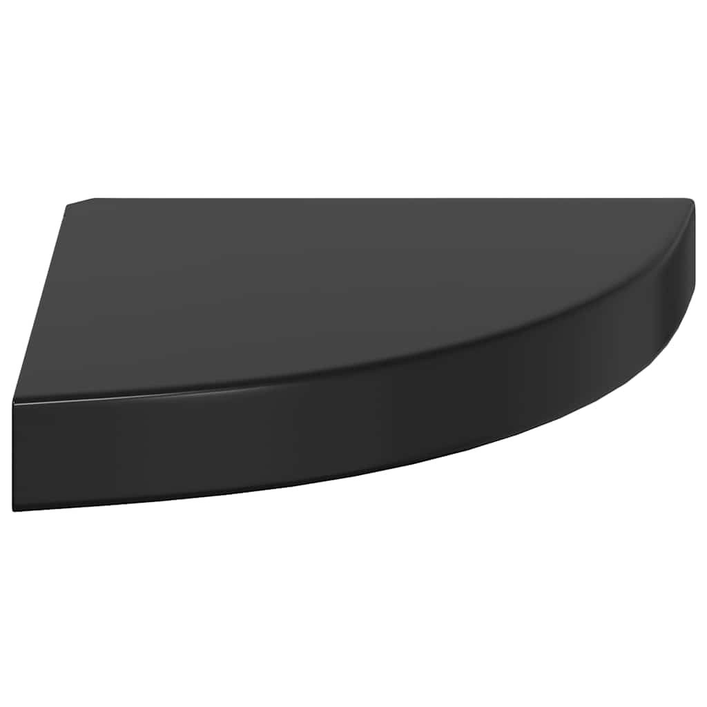 Plutajuća kutna polica visoki sjaj crna 25 x 25 x 3,8 cm MDF
