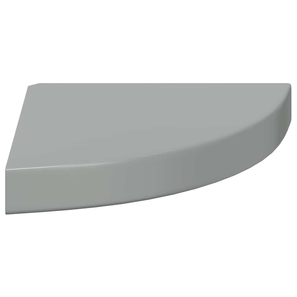 Plutajuća kutna polica visoki sjaj siva 25 x 25 x 3,8 cm MDF