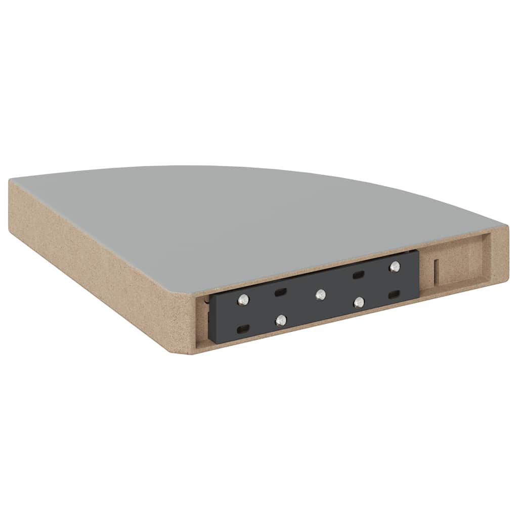 Plutajuće kutne police 2 kom sjajne sive 25 x 25 x 3,8 cm MDF