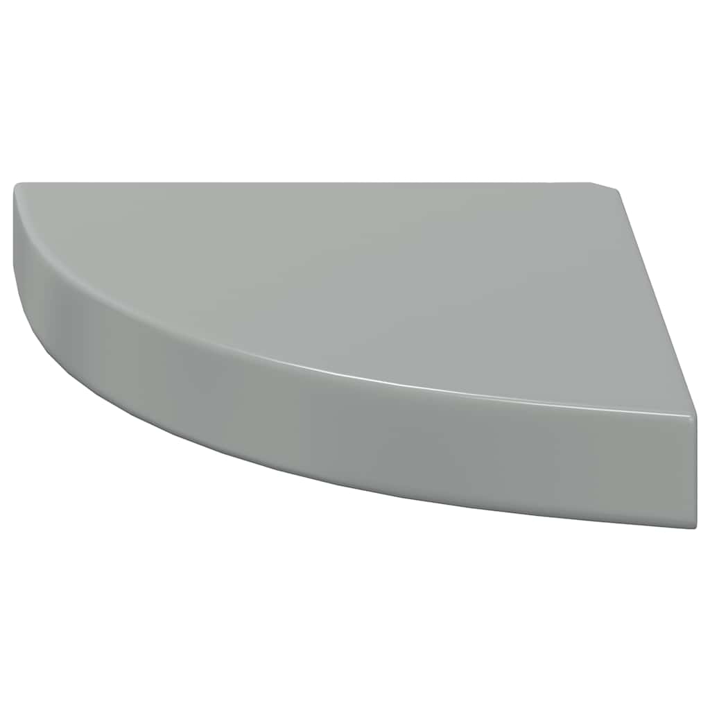 Plutajuće kutne police 4 kom sjajne sive 25 x 25 x 3,8 cm MDF
