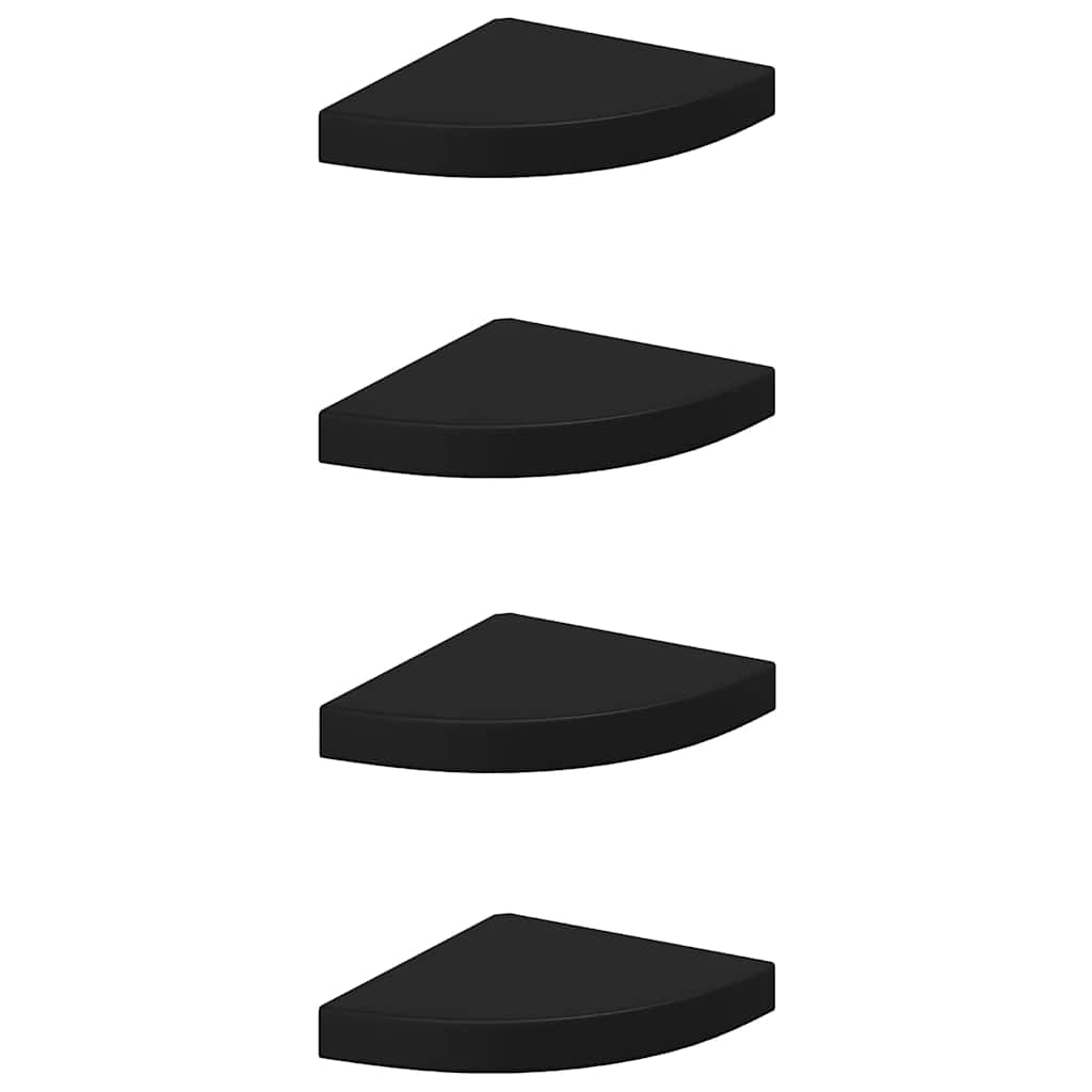 Plutajuće kutne police 4 kom crne 25 x 25 x 3,8 cm MDF