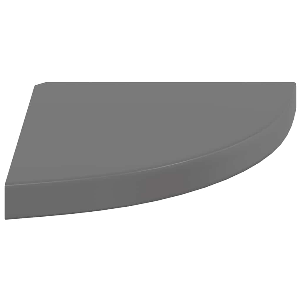 Plutajuće kutne police 2 kom sjajne sive 35 x 35 x 3,8 cm MDF