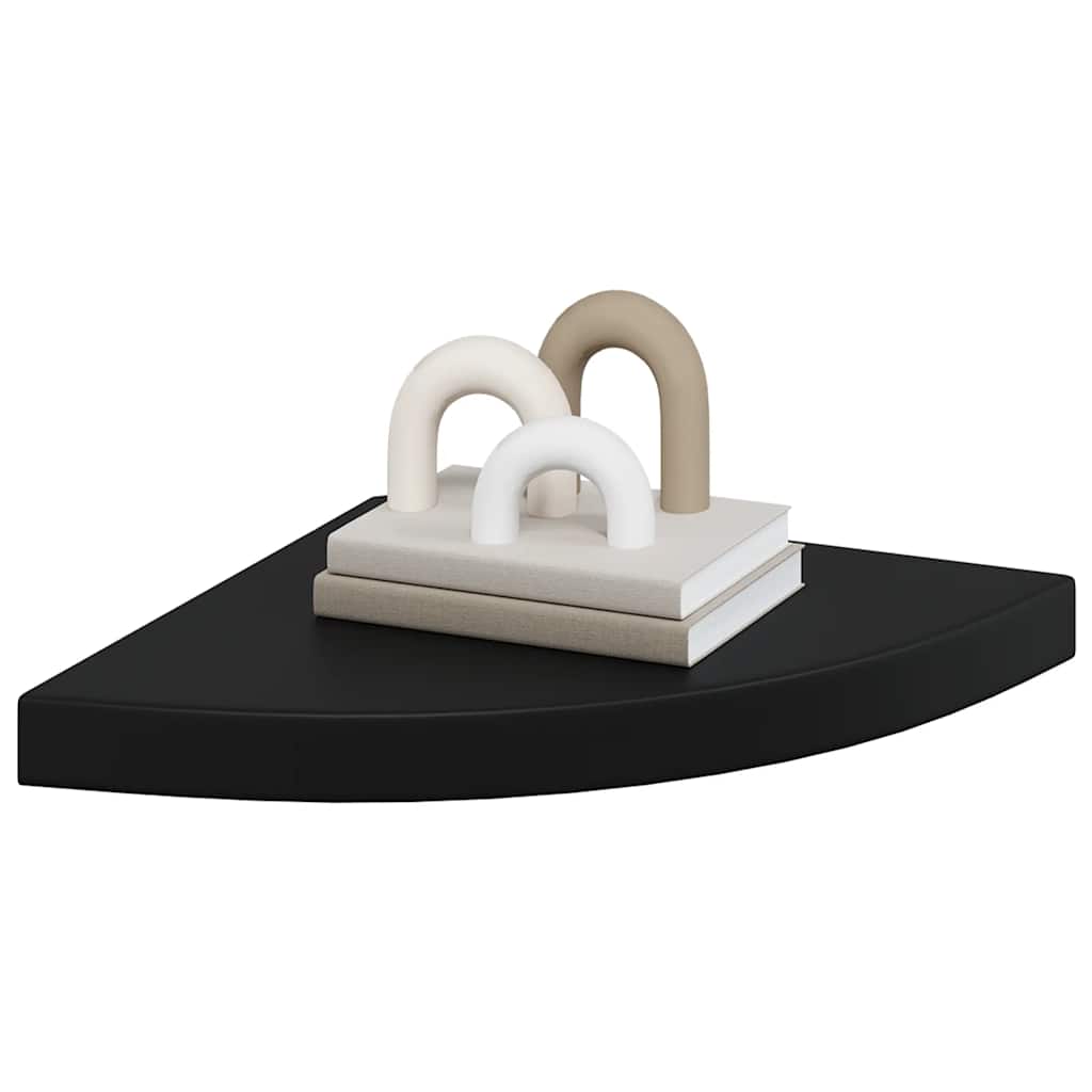 Plutajuće kutne police 4 kom crne 35 x 35 x 3,8 cm MDF