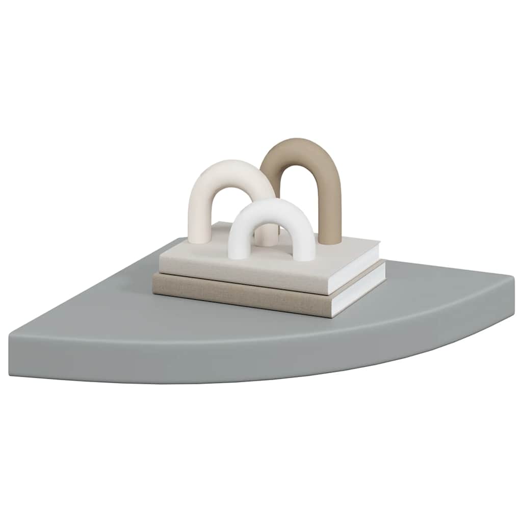 Plutajuće kutne police 4 kom sive 35 x 35 x 3,8 cm MDF