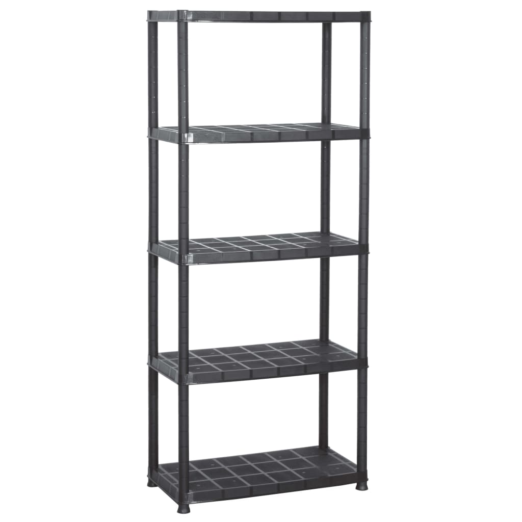 Police za pohranu s 5 razina crne 71 x 38 x 170 cm plastične