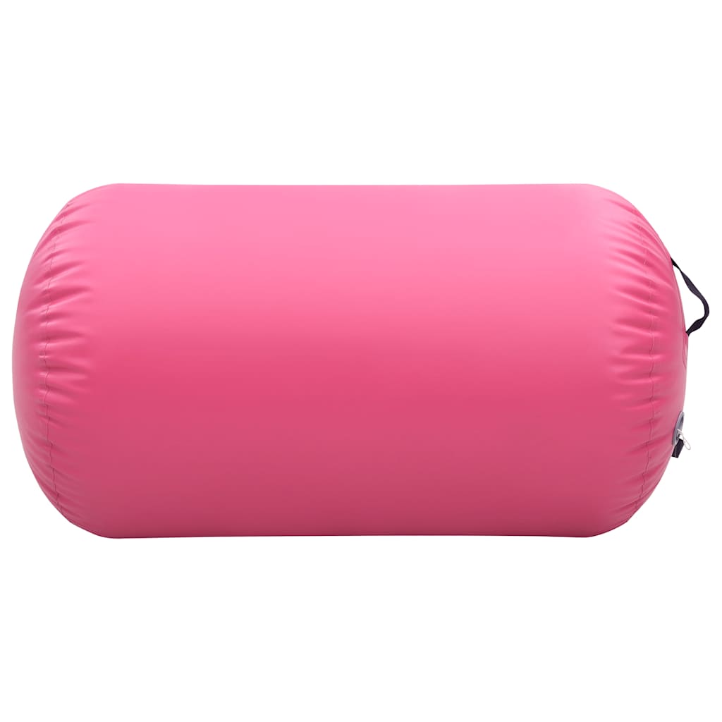 Gimnastički valjak na napuhavanje s crpkom 100x60 cm PVC rozi
