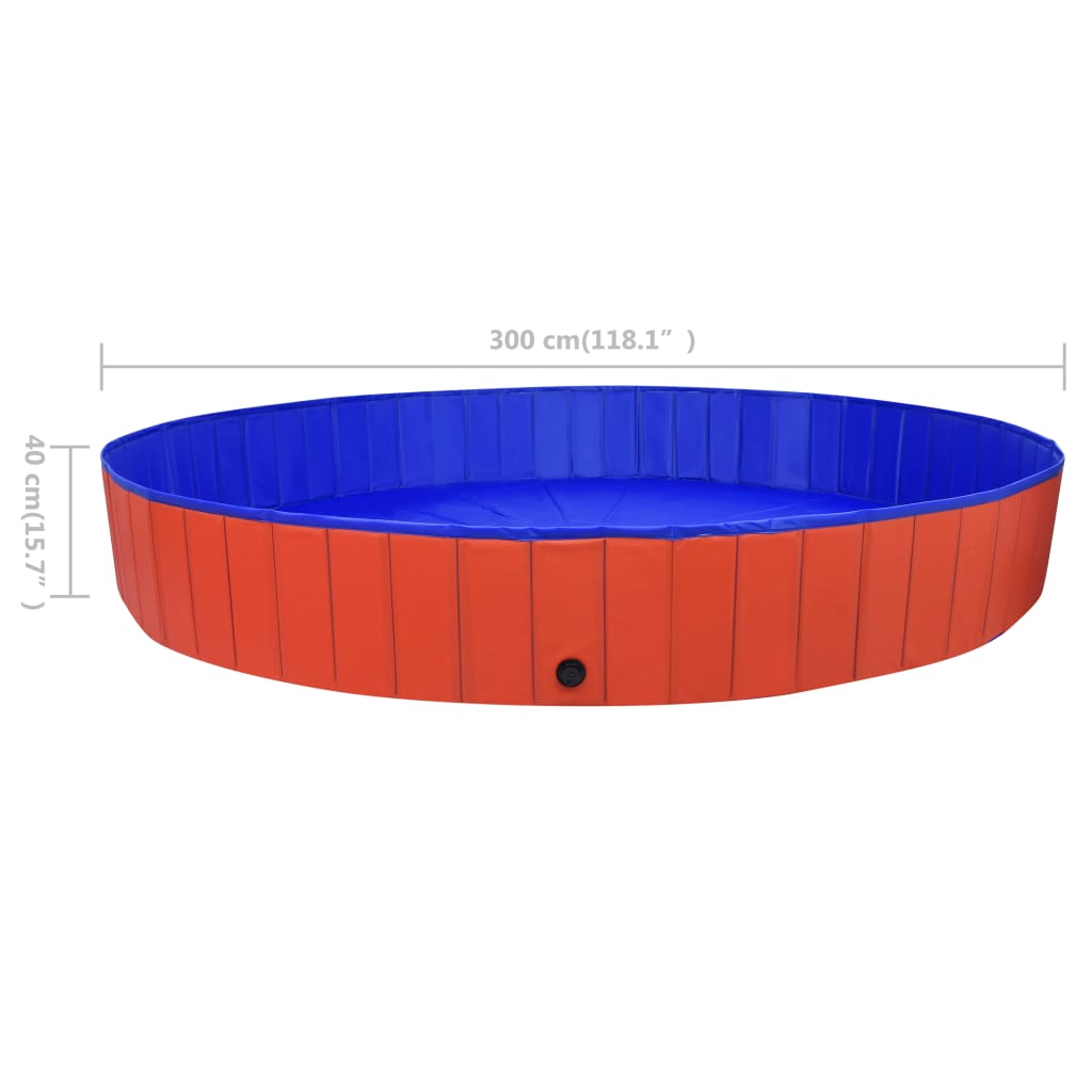 Sklopivi bazen za pse crveni 300 x 40 cm PVC