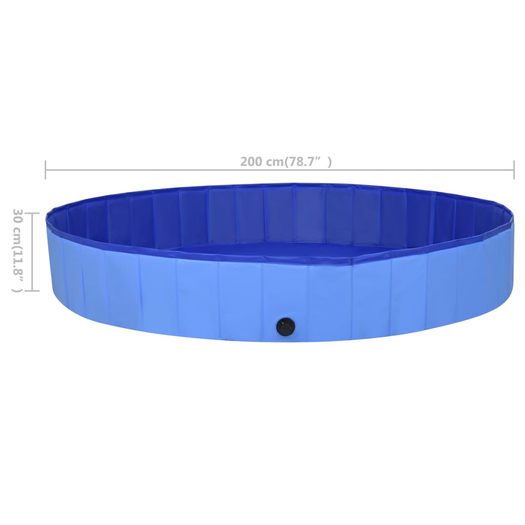 Sklopivi bazen za pse plavi 200 x 30 cm PVC