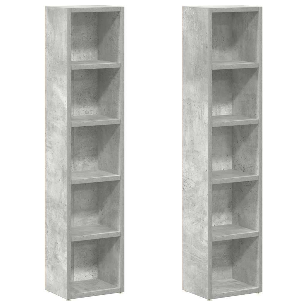 Ormarići za CD-ove 2 kom siva boja betona 21x16x93,5 cm iverica