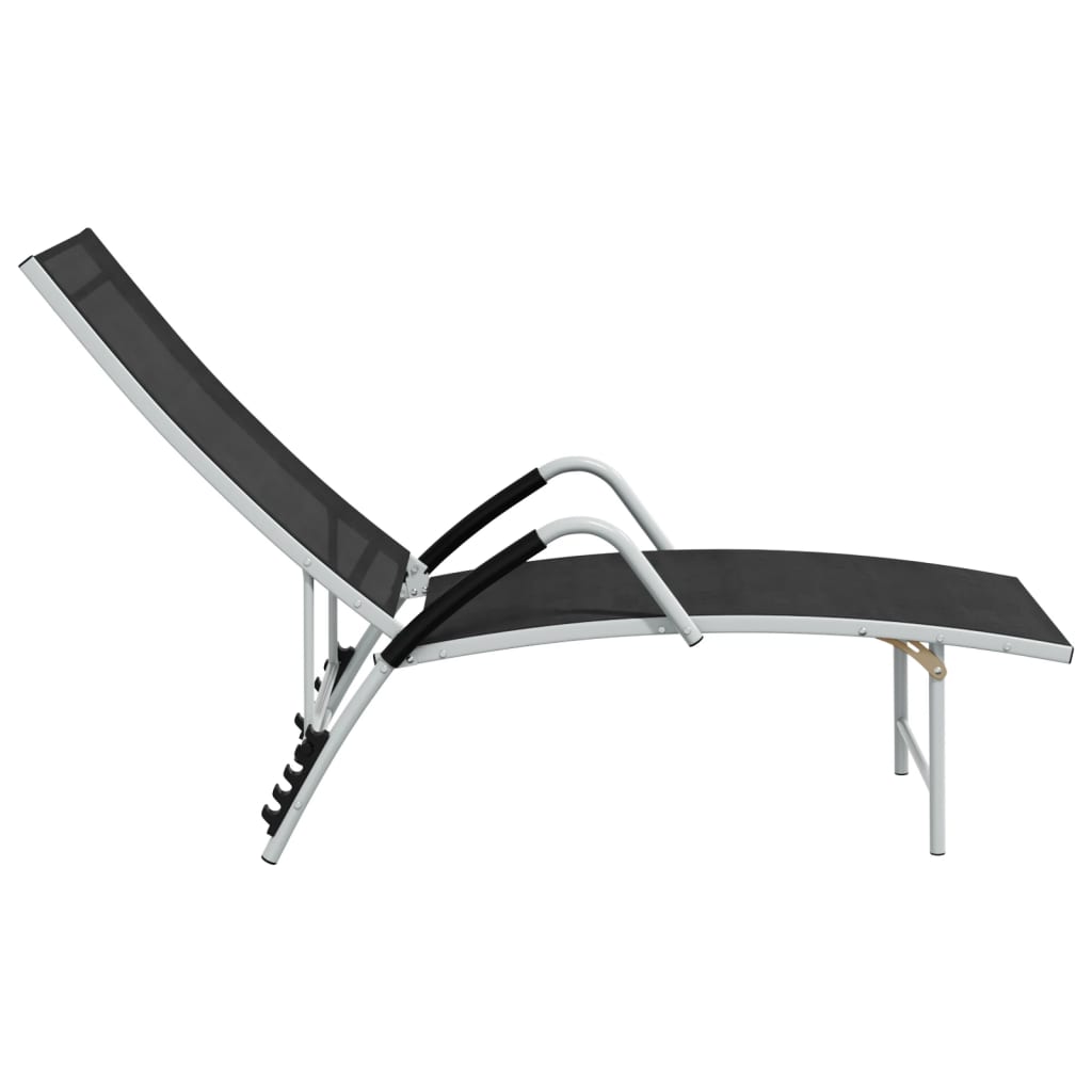 Ležaljka za sunčanje od tekstilena i aluminija crna