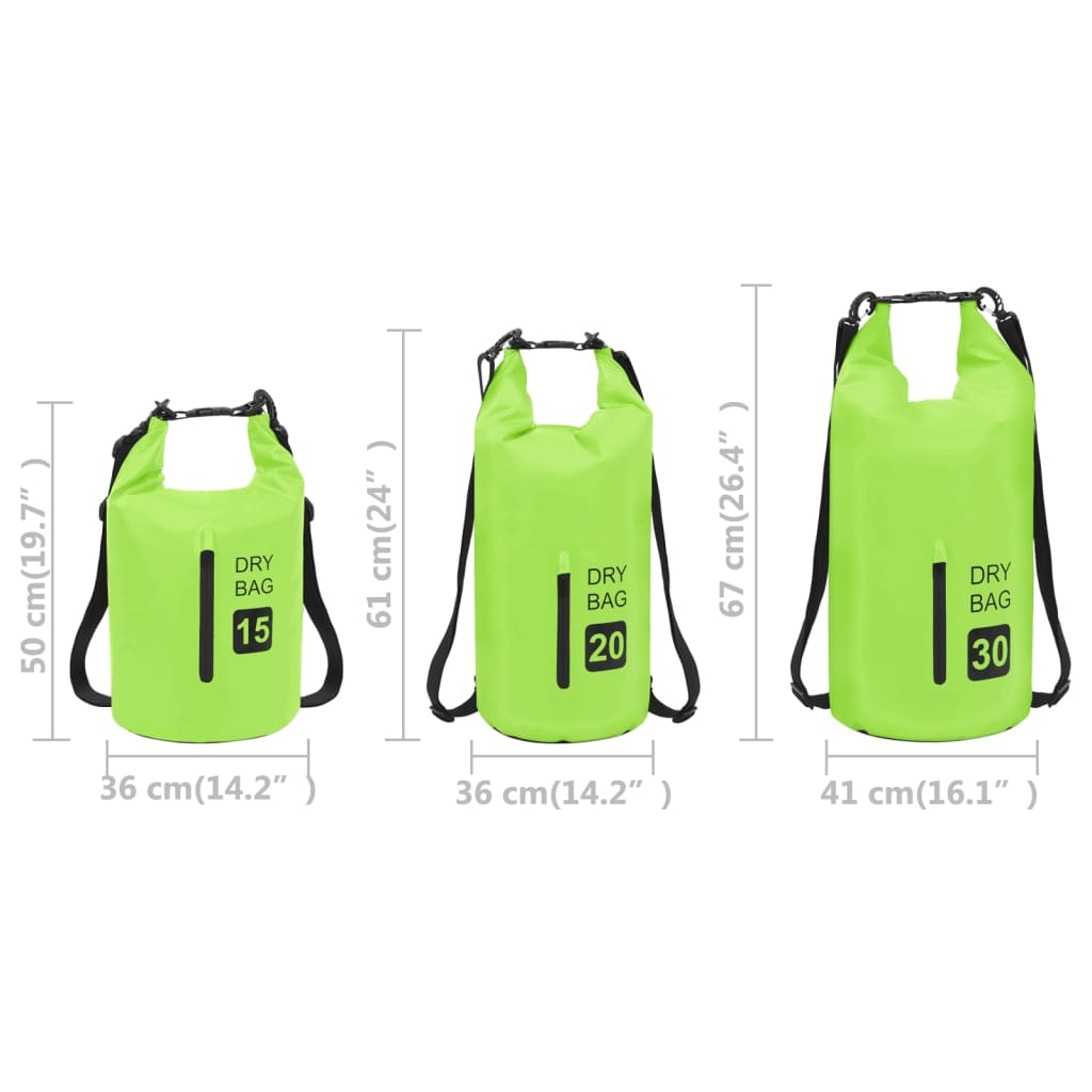 Suha torba s patentnim zatvaračem zelena 20 L PVC