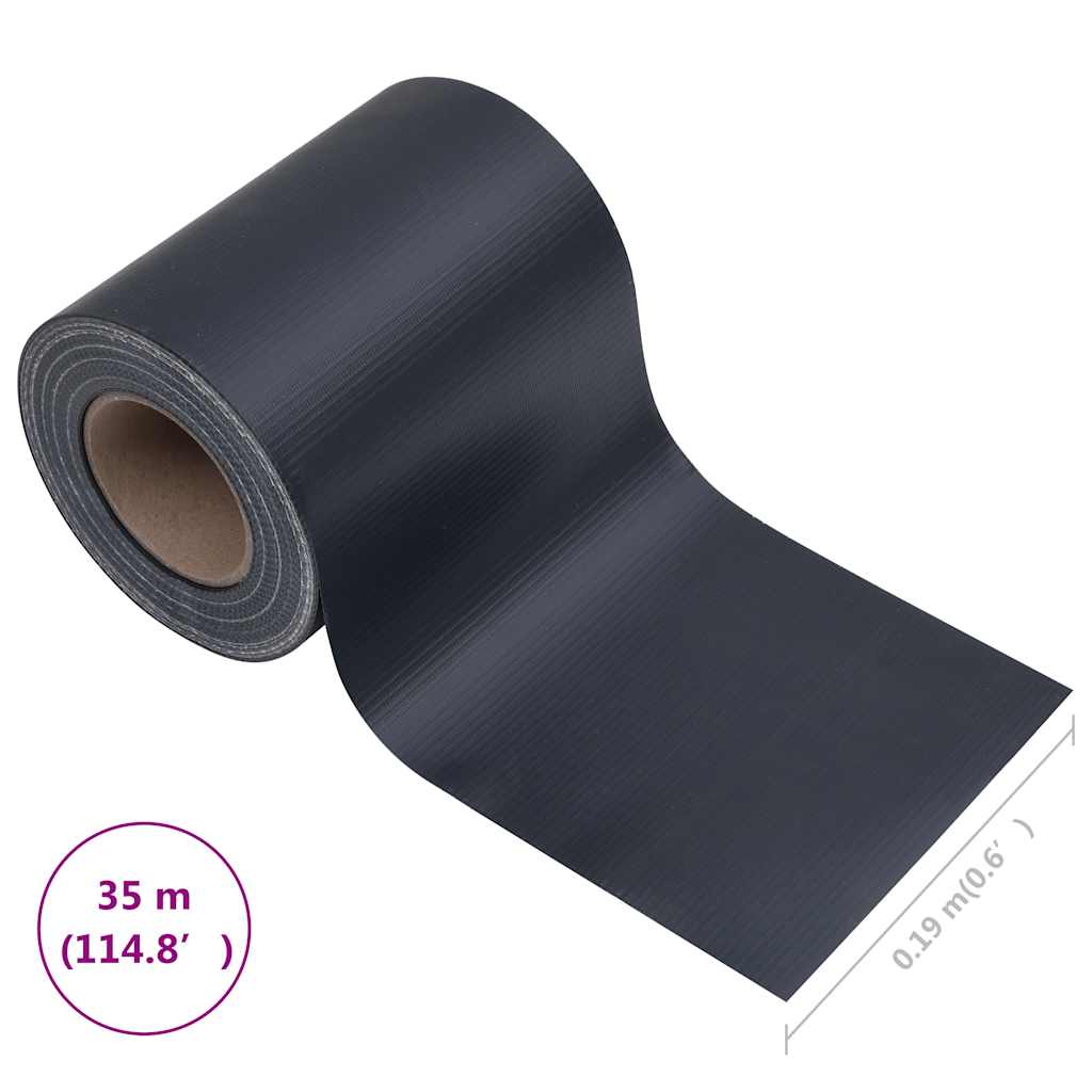 Vrtni zaslon za privatnost PVC 35 x 0,19 m mat tamnosivi