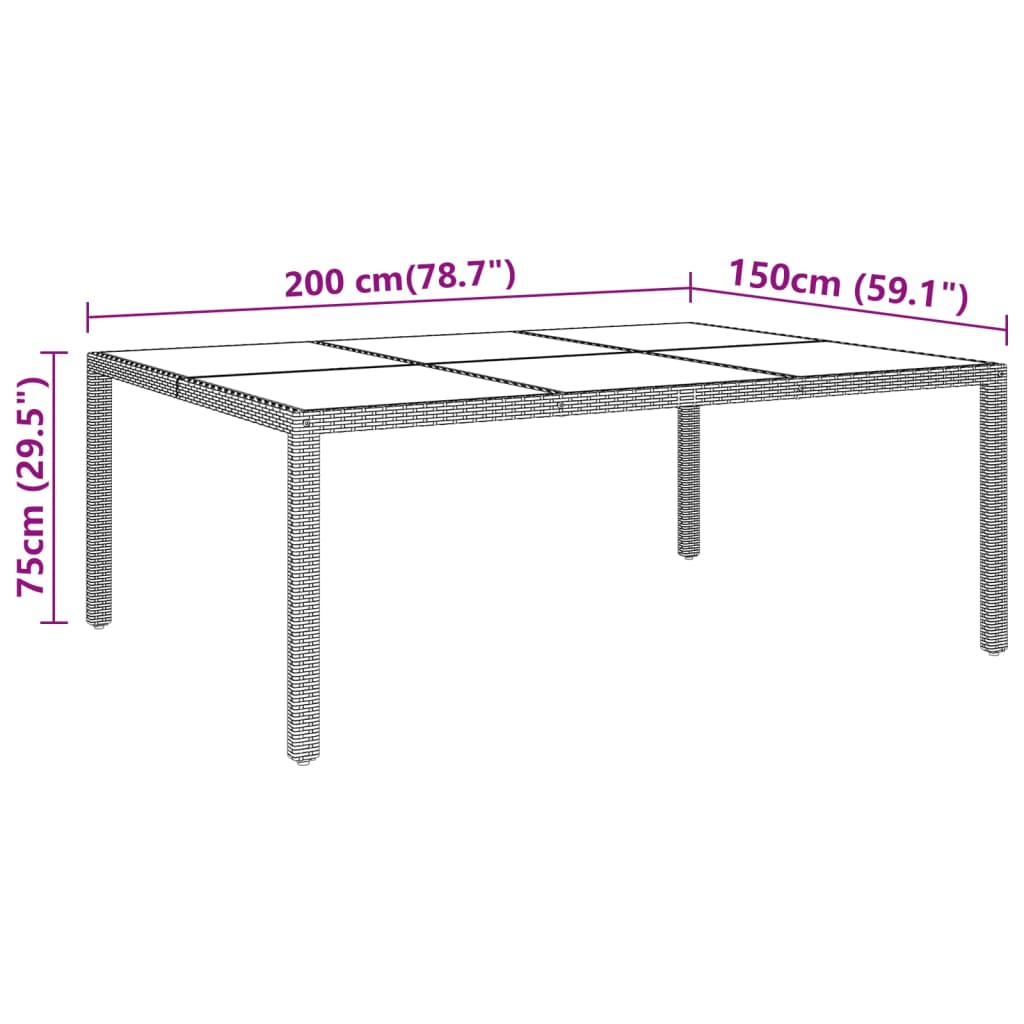 Vrtni stol 200x150x75 cm od kaljenog stakla i poliratana bež