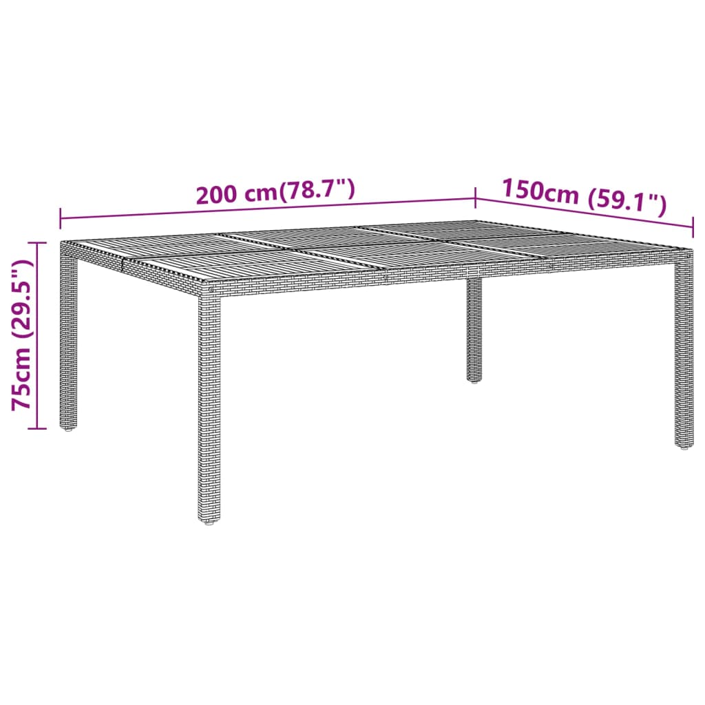 Vrtni stol 200x150x75 cm od bagremovog drva i poliratana sivi