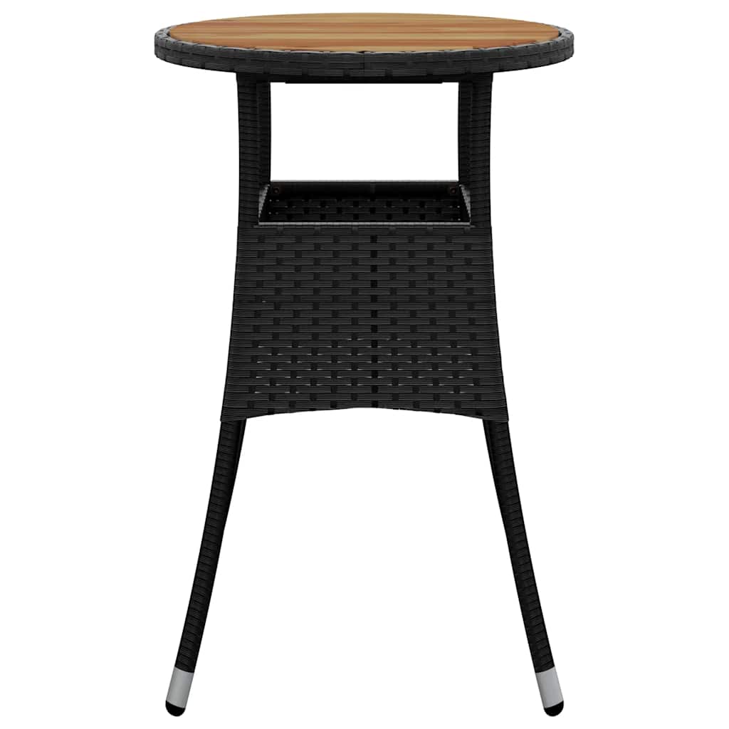 Vrtni stol Ø 60 x 75 cm od bagremovog drva i poliratana crni