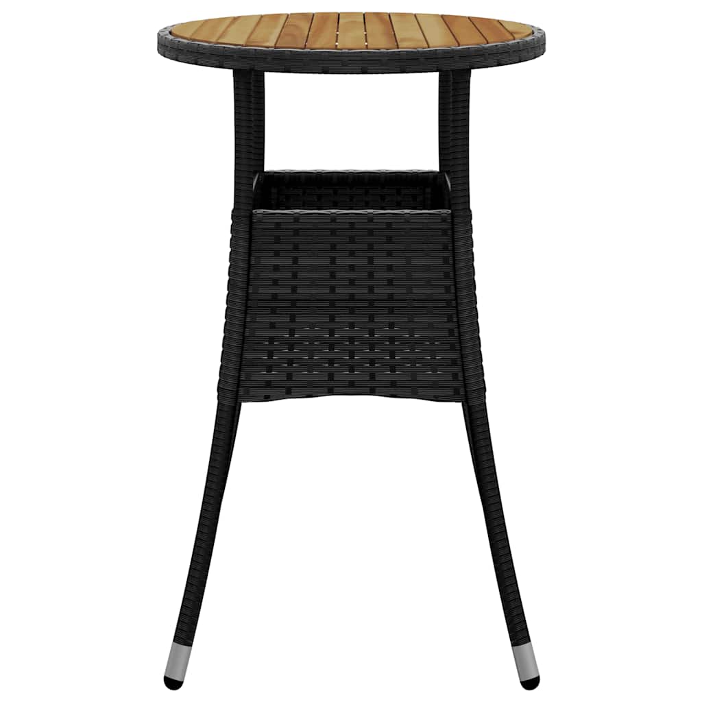 Vrtni stol Ø 60 x 75 cm od bagremovog drva i poliratana crni