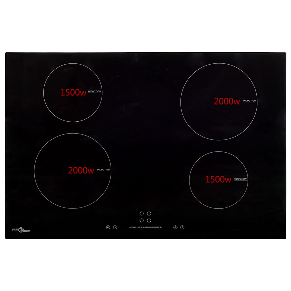 Indukcijska ploča za kuhanje s 4 plamenika staklena 77 cm 7000W