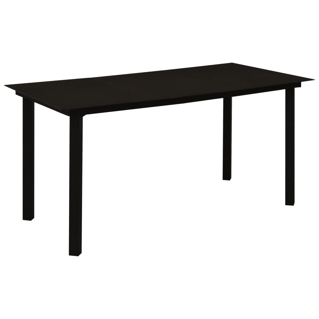 Vrtni blagovaonski stol crni 150 x 80 x 74 cm čelik i staklo