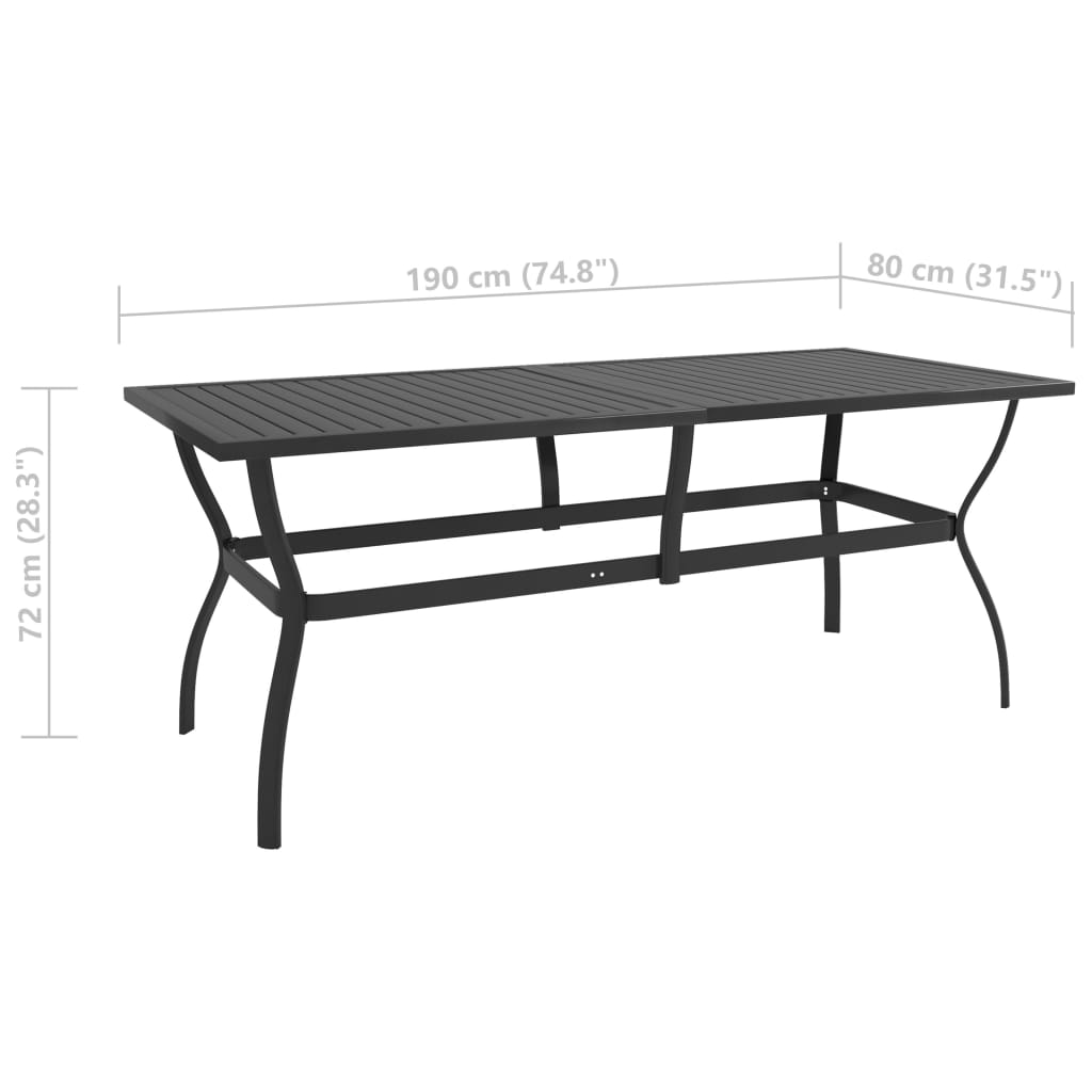 Vrtni stol antracit 190 x 80 x 72 cm čelični