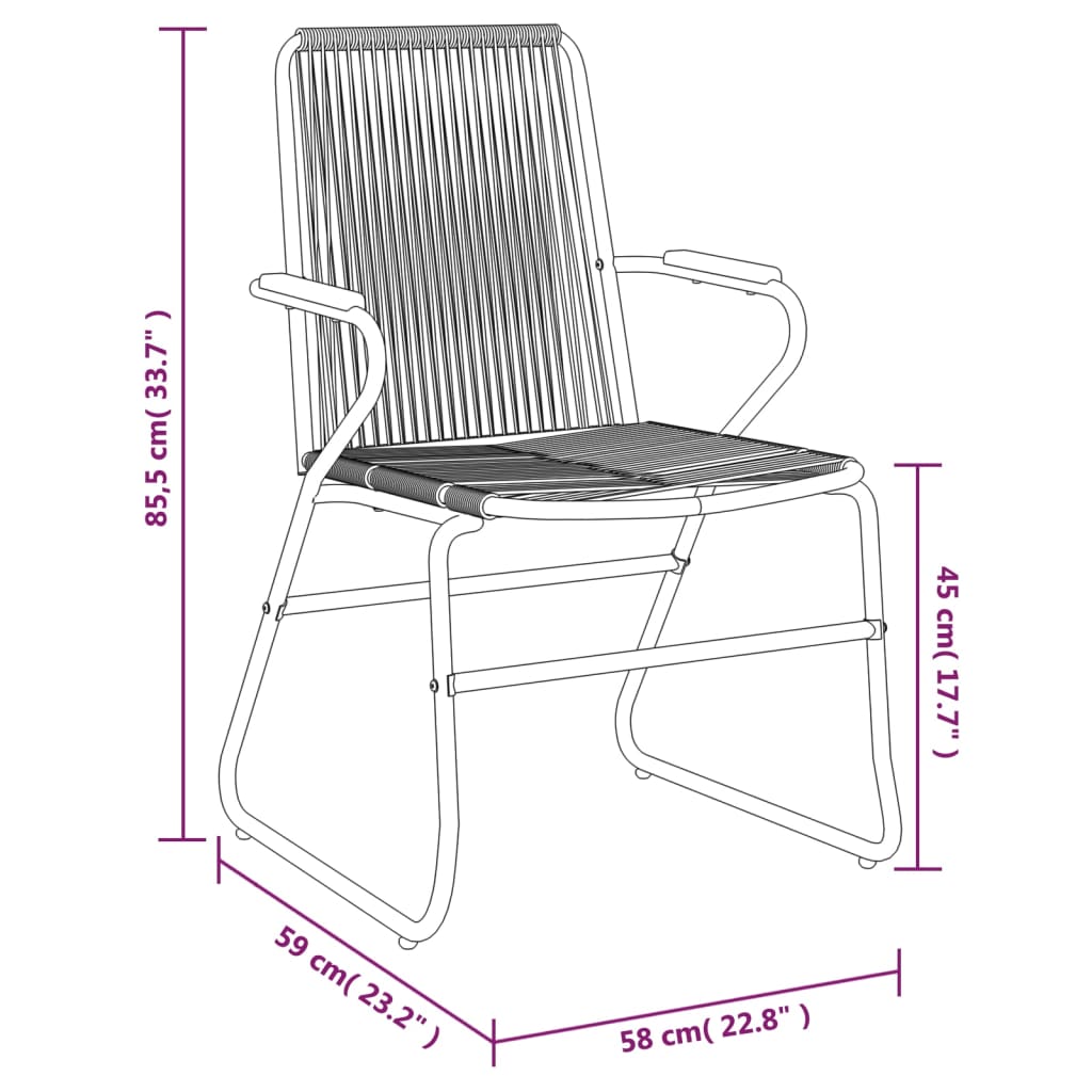 Vrtne stolice 4 kom crne 58 x 59 x 85,5 cm od PVC ratana