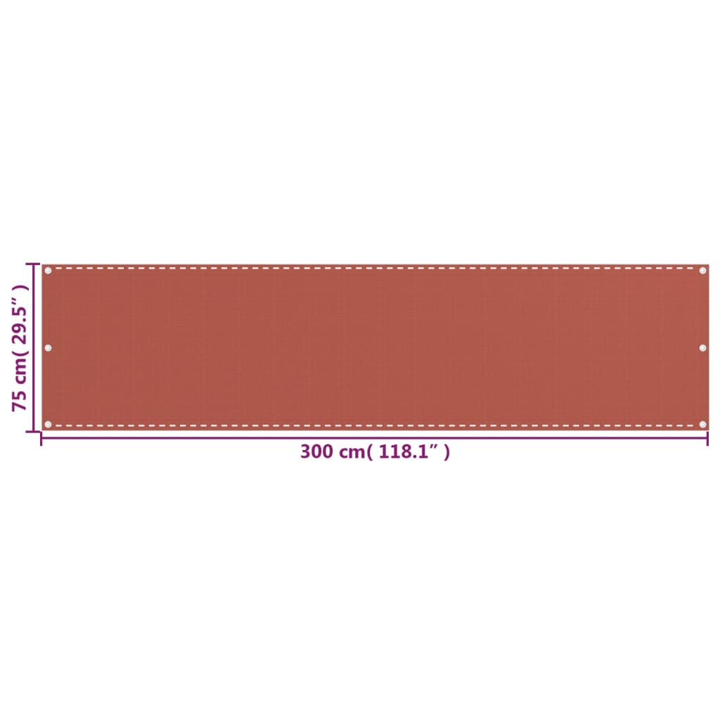 Balkonski zastor terakota 75 x 300 cm HDPE