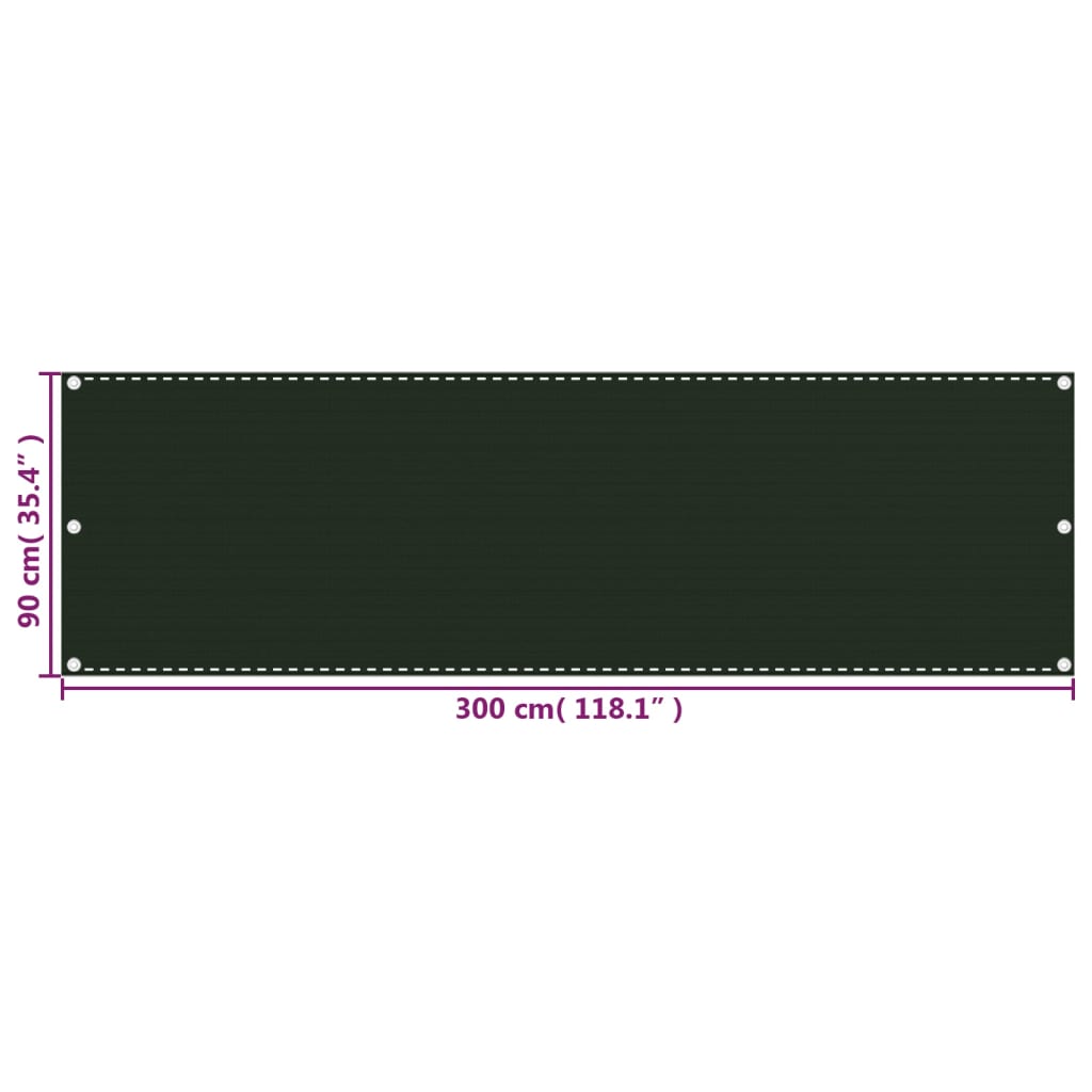 Balkonski zastor tamnozeleni 90 x 300 cm HDPE