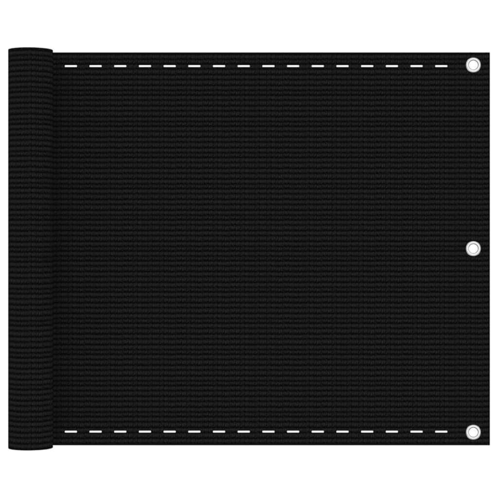 Balkonski zastor crni 75 x 500 cm HDPE