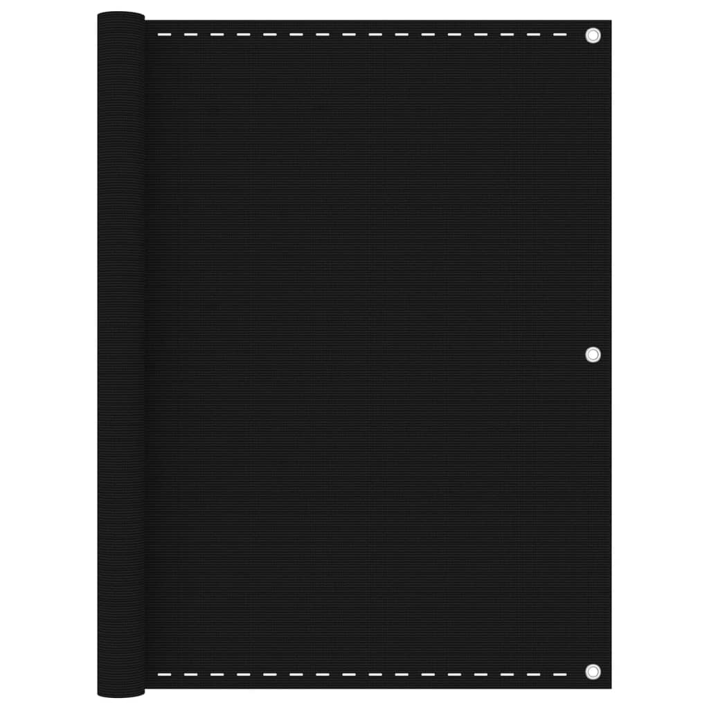 Balkonski zastor crni 120 x 600 cm HDPE