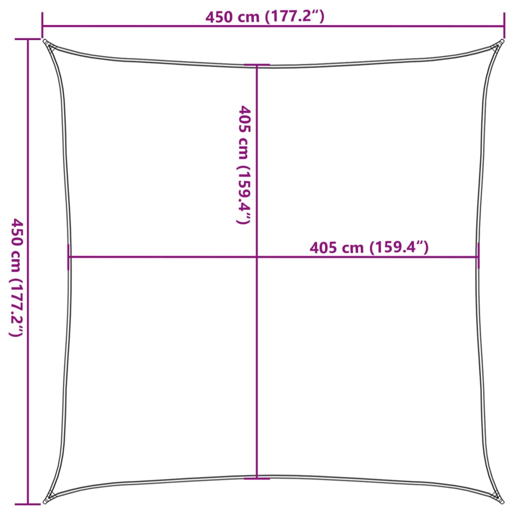 Jedro za zaštitu od sunca 160 g/m² krem 4,5 x 4,5 m HDPE
