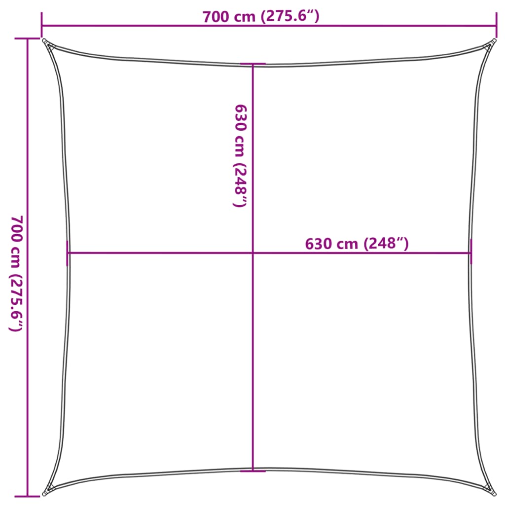 Jedro za zaštitu od sunca 160 g/m² bijelo 7 x 7 m HDPE