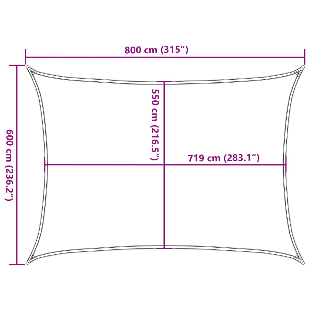 Jedro za zaštitu od sunca 160 g/m² bijelo 6 x 8 m HDPE