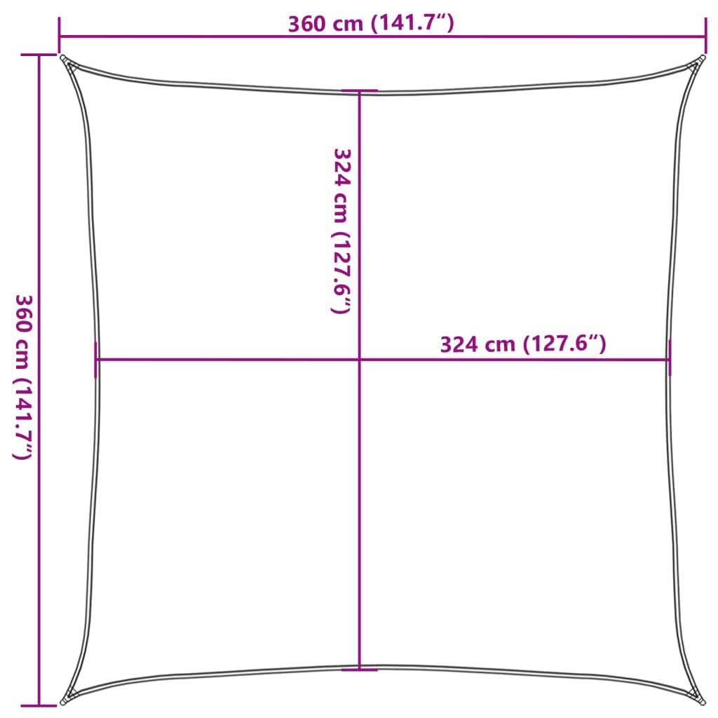 Jedro za zaštitu od sunca 160 g/m² tamnozeleno 3,6 x 3,6 m HDPE