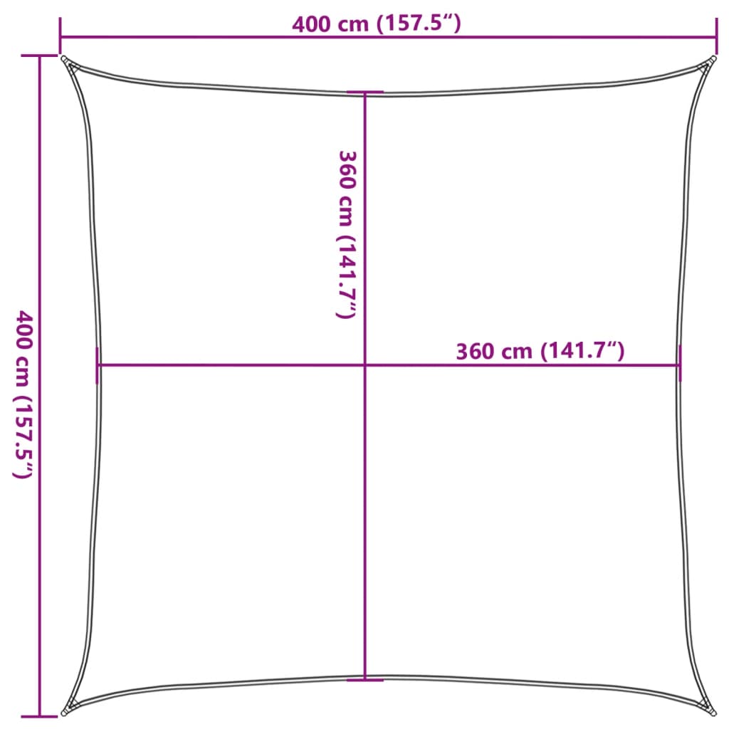 Jedro za zaštitu od sunca 160 g/m² tamnozeleno 4 x 4 m HDPE