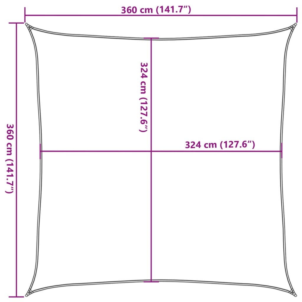 Jedro za zaštitu od sunca 160 g/m² žuto 3,6 x 3,6 m HDPE