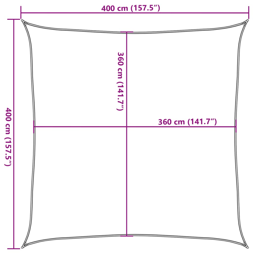 Jedro za zaštitu od sunca 160 g/m² pravokutno žuto 4x4 m HDPE