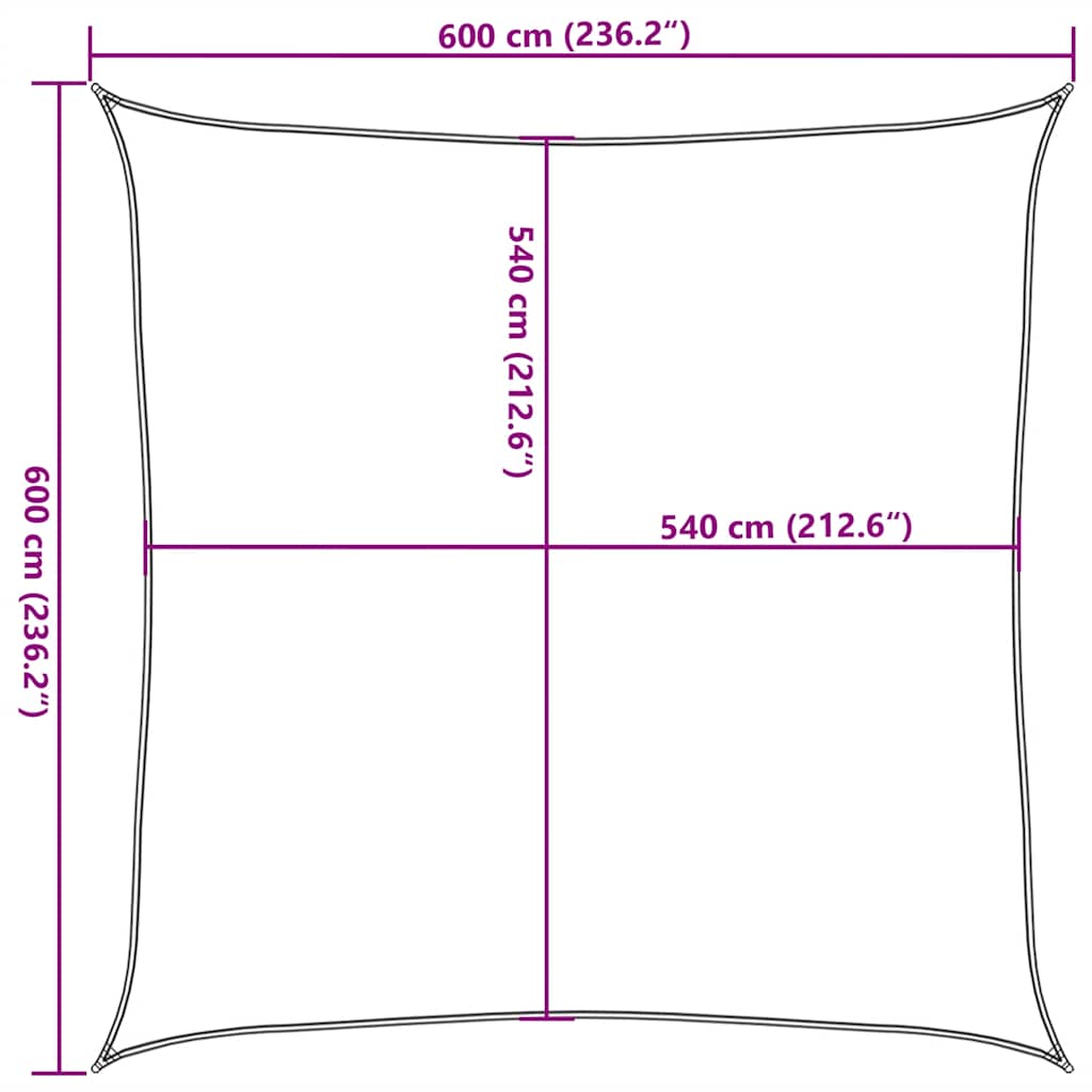 Jedro za zaštitu od sunca 160 g/m² Kvadratno žuto 6x6 m HDPE