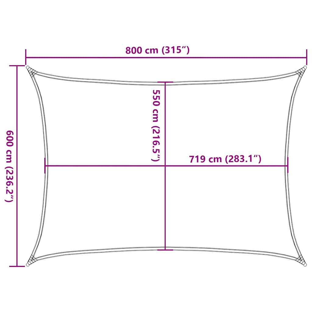 Jedro za zaštitu od sunca 160 g/m² crveno 6 x 8 m HDPE
