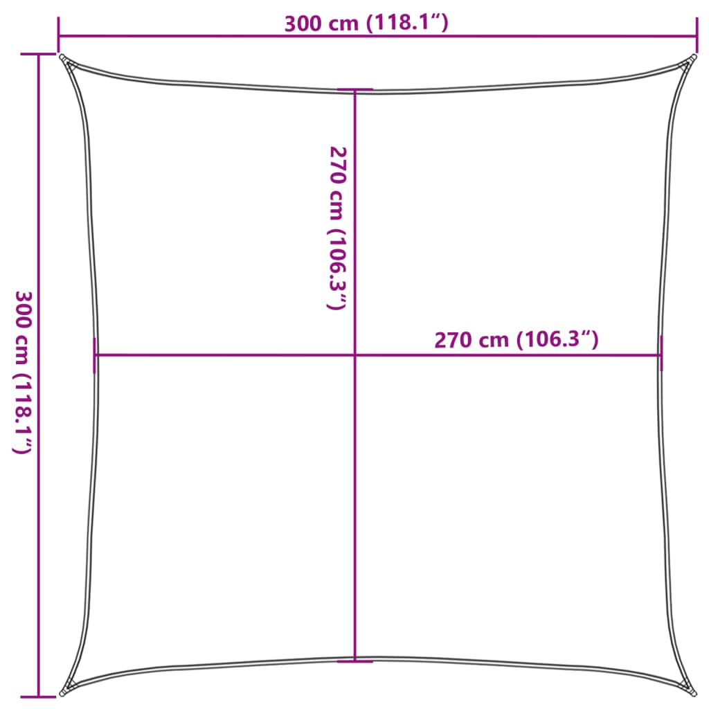 Jedro za zaštitu od sunca 160 g/m² narančasto 3 x 3 m HDPE