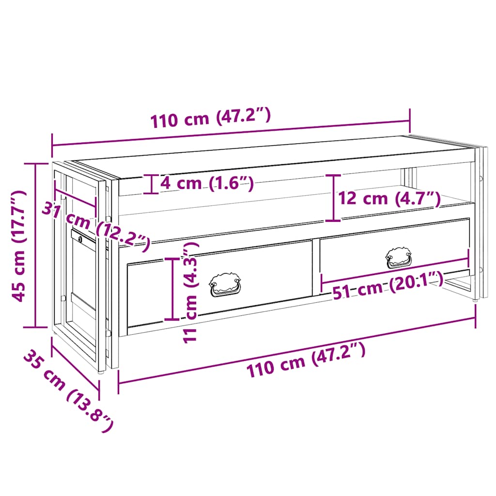 TV ormarić 120x35x45 cm od masivnog drva s premazom boje meda