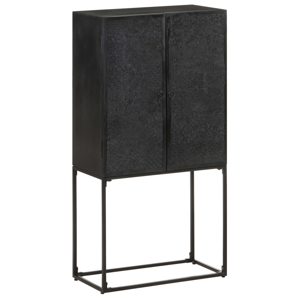 Komoda crna 60 x 30 x 120 cm od masivnog drva bagrema i manga