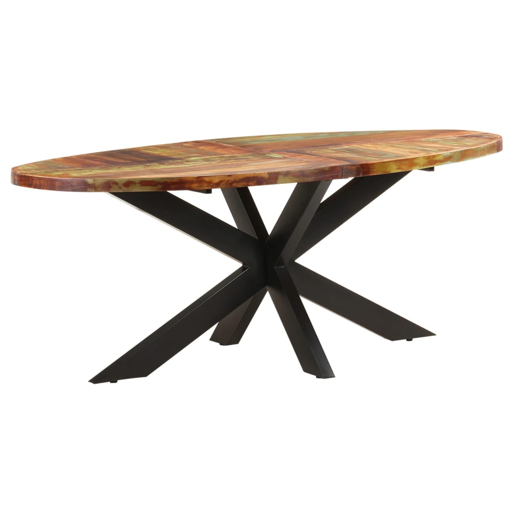 Blagovaonski stol ovalni 200x100x75 cm masivno obnovljeno drvo