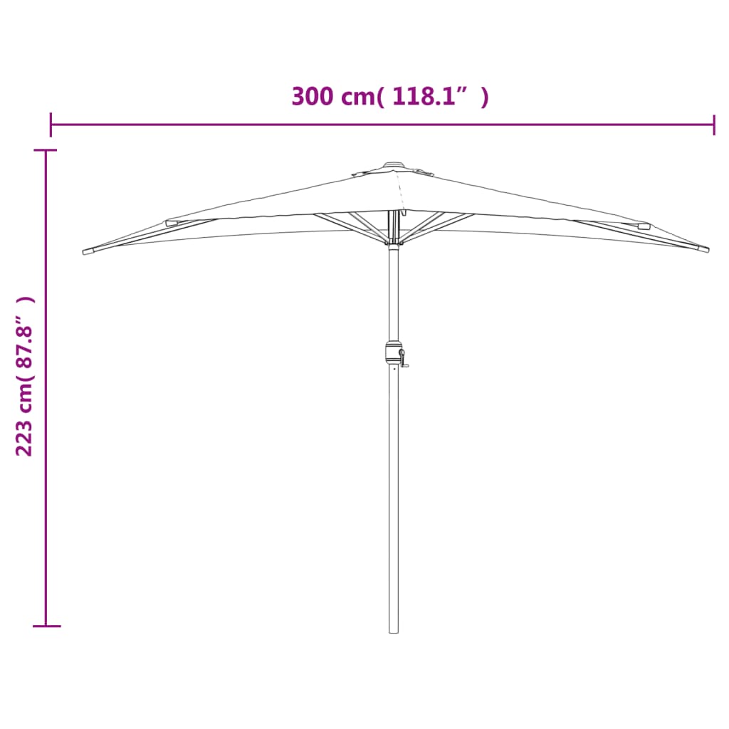 Balkonski suncobran crni 300 x 155 x 223 cm polukružni