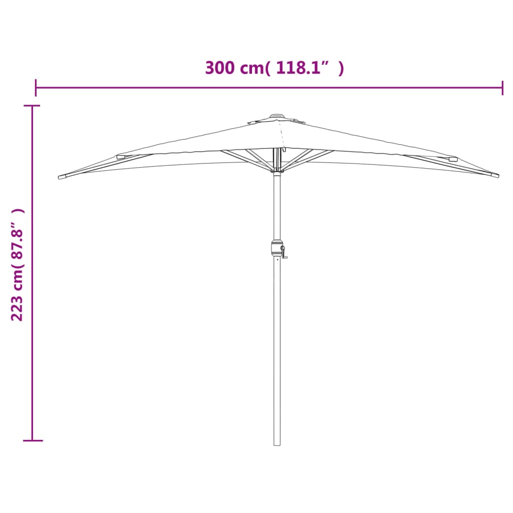 Balkonski suncobran plavi 300 x 155 x 223 cm polukružni