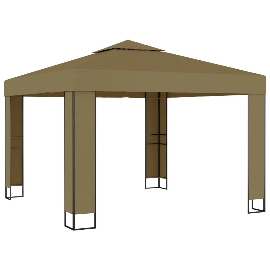 Sjenica s dvostrukim krovom 3 x 3 x 2,7 m smeđe-siva 180 g/m²